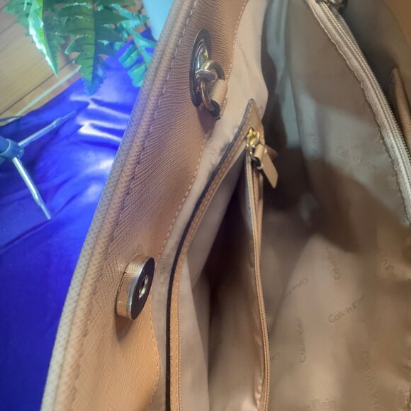 πCalvin Klein Hayden Saffiano Leather Patchwork Double Handle Tote - Handbag - Picture 7 of 16